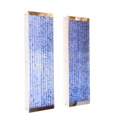 Pair of blue glass and brass surround sconces
